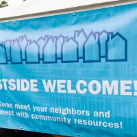 Westside Welcome banner displaying "come meet your neighbors and connect with community resources!"
